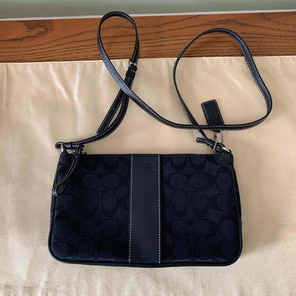 COACH Black Signature Y2K Slim Crossbody Bag Purse